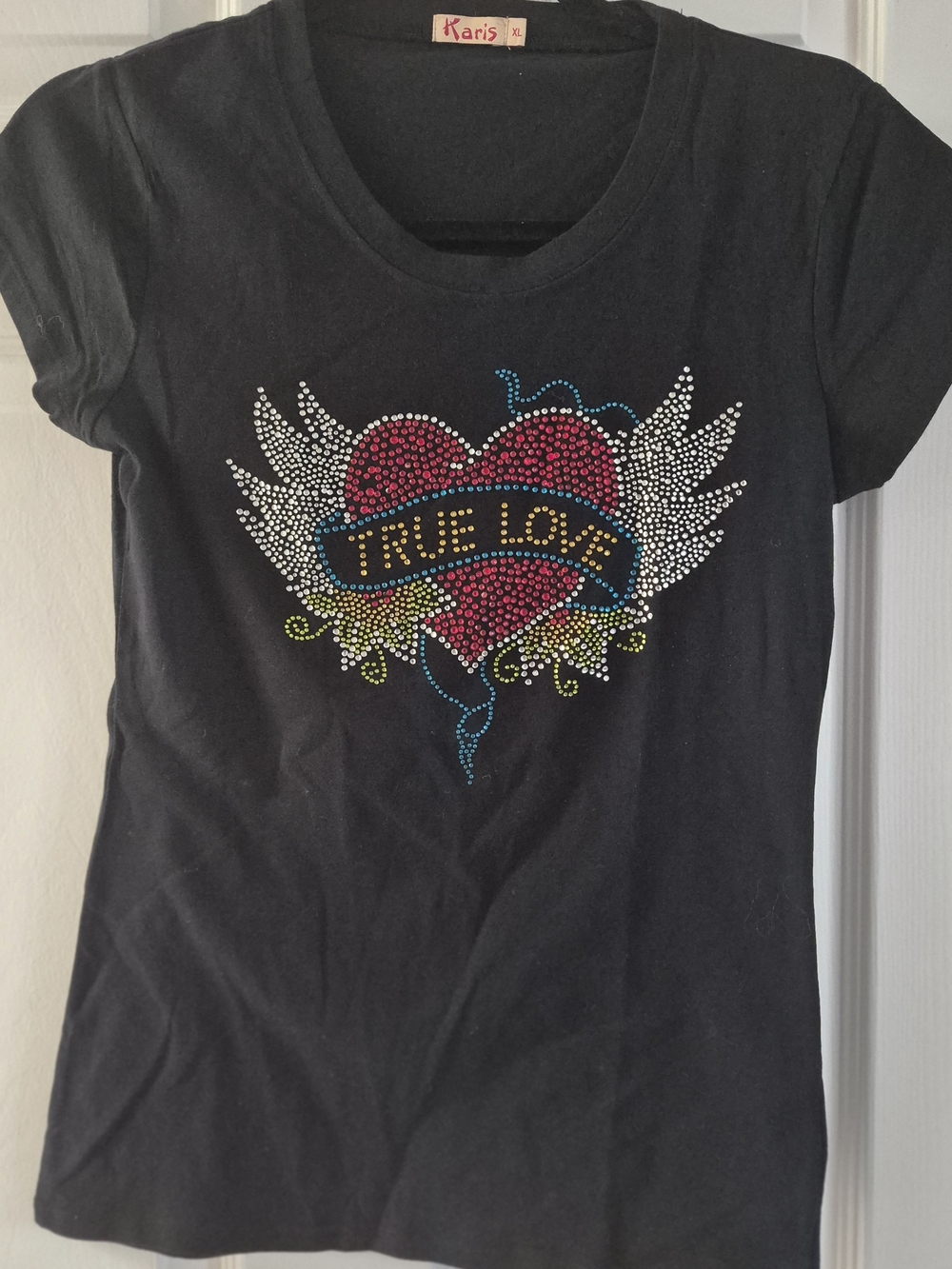 Karis Black Top With Rhinestone Embellishment Size S